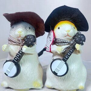 Vintage 2003‎ Gemmy Dancing Hamsters Cletis & Claude Musical Animated Banjos **